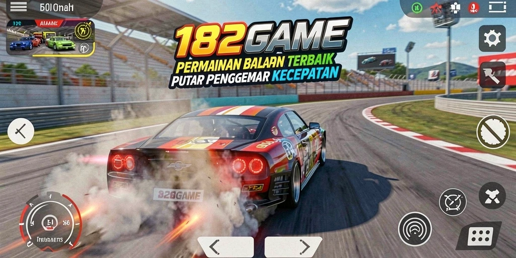 Tampilan gameplay balapan yang mendebarkan dan grafis menawan di 182GAME.
