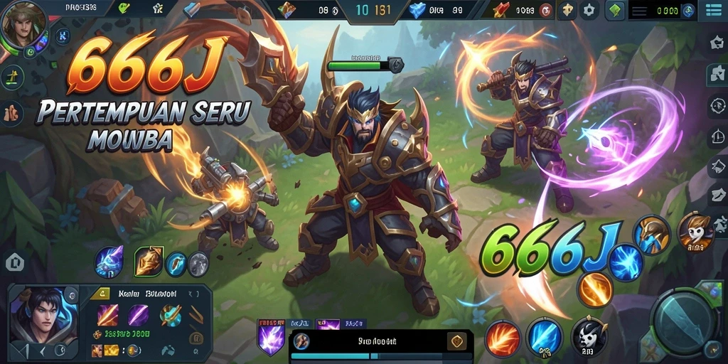 Screenshot utama 666J menampilkan aksi pertempuran dalam game MOBA.