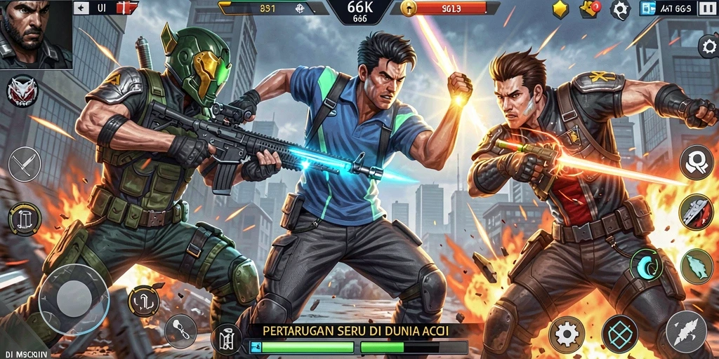 Tangkapan layar 66K menampilkan pertarungan aksi yang mendebarkan dan grafis yang menawan.