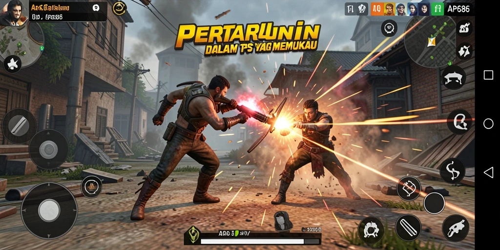 Tangkapan layar gameplay AP686 yang menunjukkan aksi menegangkan di medan perang.