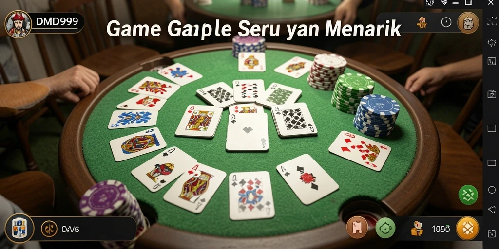 Screenshot DMD999 menampilkan gameplay Gaple yang seru dan interaktif.
