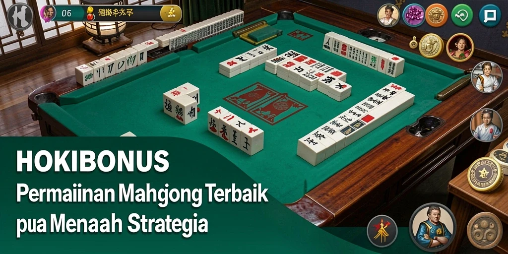 Tampilan gameplay HOKIBONUS dengan papan Mahjong yang menarik.