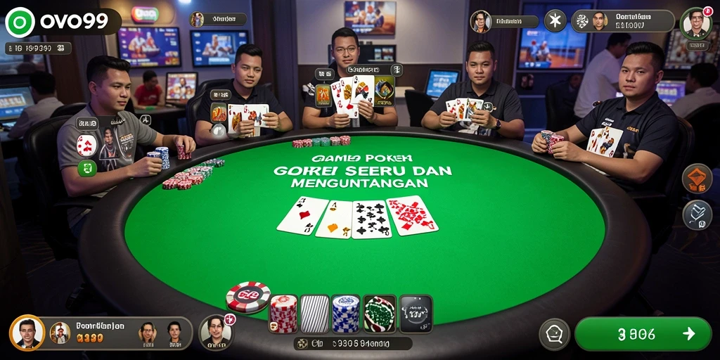 Screenshot gameplay OVO99 yang menunjukkan aksi poker seru.