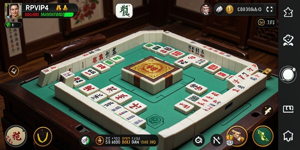 Tampilan gameplay RPVIP4 yang menarik dengan desain ubin Mahjong.